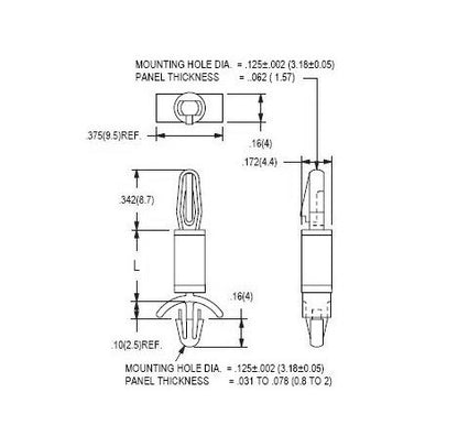 Nylon Circuit Board Supports: .125 Board Hole x .125 Chassis Hole - 54 Series - Image 2