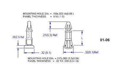 Nylon PCB Support for .157 Board Hole x .217 Chassis Hole - Image 2
