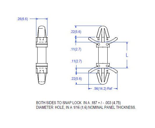 19 Series Nylon Board Supports with .187 Board Hole x .187 Chassis Hole - Image 2