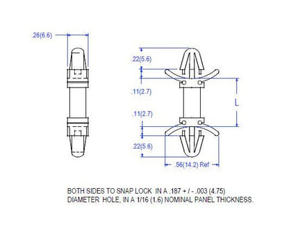 19 Series Nylon Board Supports with .187 Board Hole x .187 Chassis Hole - Image 2