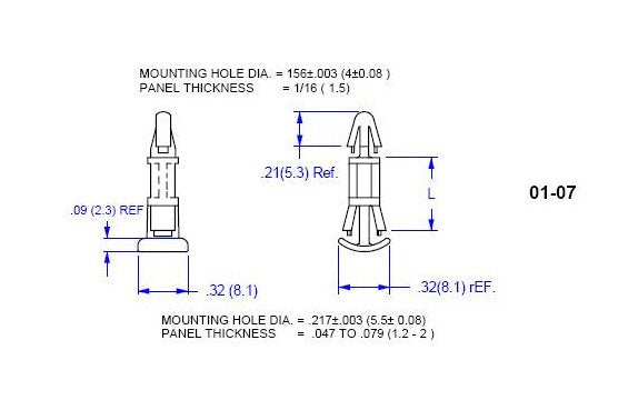 07 Series PCB Support - .157 Board Hole x .217 Chassis Hole - Image 2