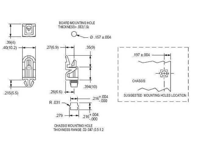 Easy Release Circuit Board Support - .157 Board Hole x .216 Square Chassis Hole - Image 2