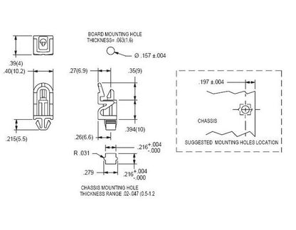 Easy Release Circuit Board Support - .157 Board Hole x .216 Square Chassis Hole - Image 2