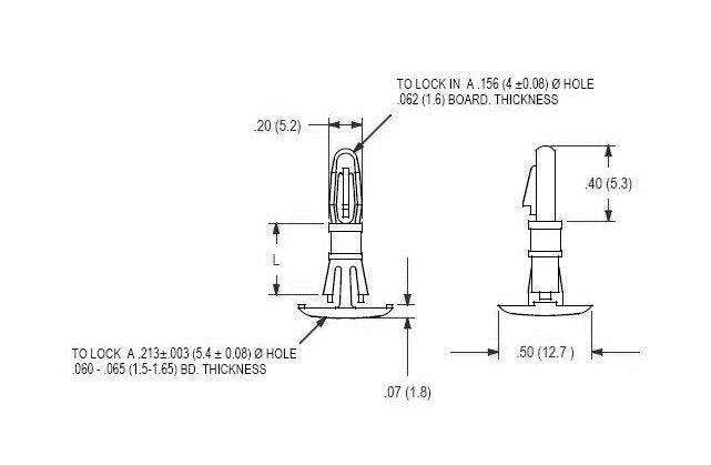 Reverse Locking PCB Support Set, .063 PCB Thickness x .063 Chassis Thickness, Nylon 66 - Image 2