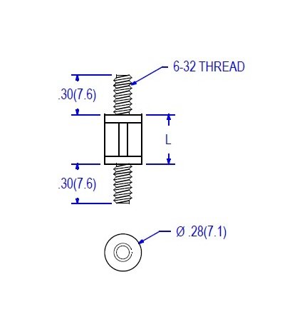Nylon 66 Male Circuit Board Support, 6-32 Thread Both Ends, Pack of 1000 - Image 2