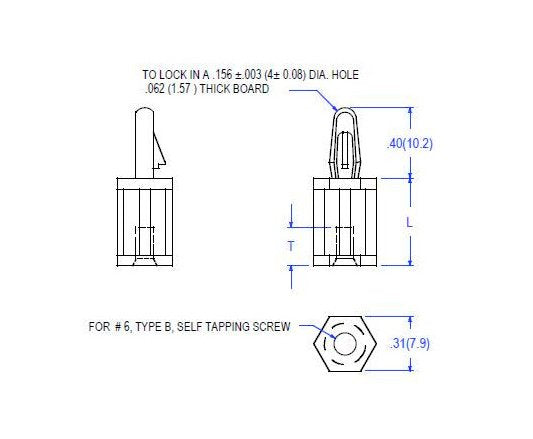 10A Series Nylon .156 Board Hole x #6 Self Tapping Screw - Image 2
