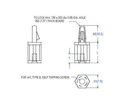 10A Series Nylon .156 Board Hole x #6 Self Tapping Screw - Image 2