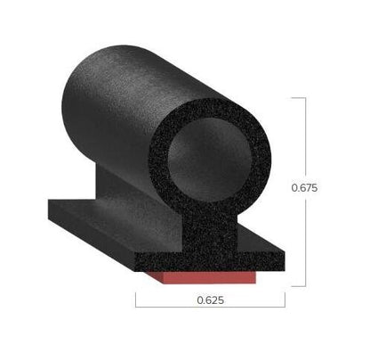 Uni-Grip 0.625x0.675 Bulb Seal - Rubber Sponge Tape Mount - Image 2