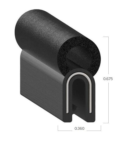 Uni-Grip Rubber Bulb Seal, 0.360" x 0.675" - Top Mount - Image 2