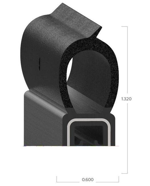 Uni-Grip 0.600in x 1.320in Bulb Seal - Rubber Weatherstrip - Image 2