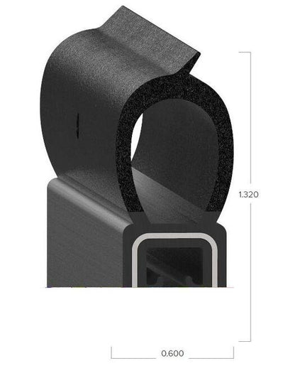 Uni-Grip 0.600in x 1.320in Bulb Seal - Rubber Weatherstrip - Image 2