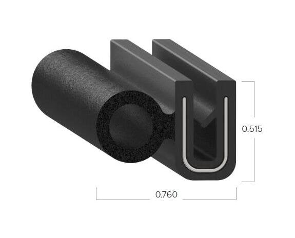Uni-Grip 0.760x0.515 in Bulb Seal, Rubber, Black - Image 2