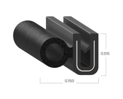 Uni-Grip 0.760x0.515 in Bulb Seal, Rubber, Black - Image 2