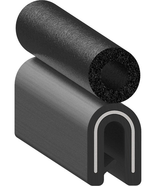 Uni-Grip 0.250x0.620 Bulb Seal, PVC & Rubber, Black - Image 1