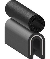 Uni-Grip 0.250x0.620 Bulb Seal, PVC & Rubber, Black