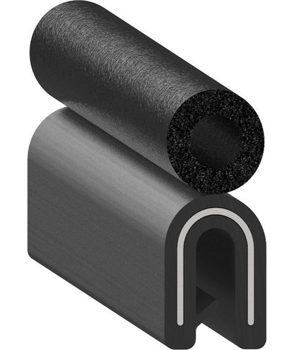 Uni-Grip 0.250x0.620 Bulb Seal, PVC & Rubber, Black - Image 1