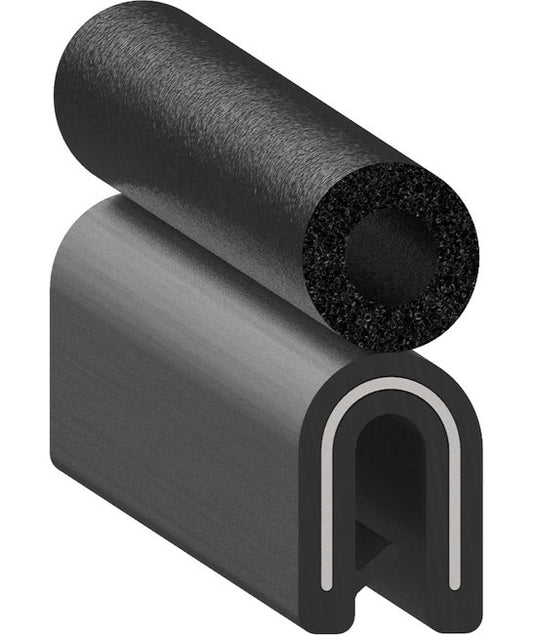 Uni-Grip 0.250x0.620 Bulb Seal, PVC & Rubber, Black - Image 1
