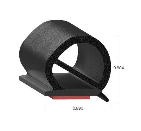 Uni-Grip 0.890x0.804 Rubber Bulb Seal with 3M Heat-Activated Tape - Image 2