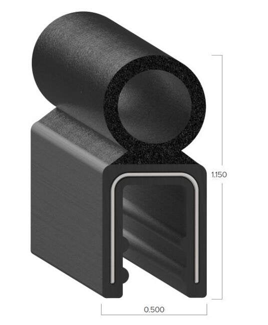 Uni-Grip 0.500in x 1.150in Bulb Seal, Rubber Material - Image 2