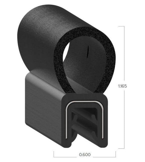 Uni-Grip 0.600x1.165 in Bulb Seal - Rubber, Black - Image 2