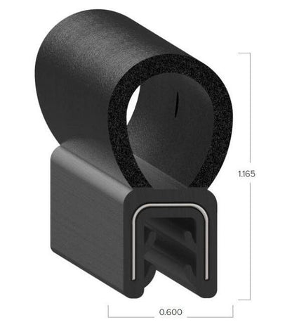 Uni-Grip 0.600x1.165 in Bulb Seal - Rubber, Black - Image 2