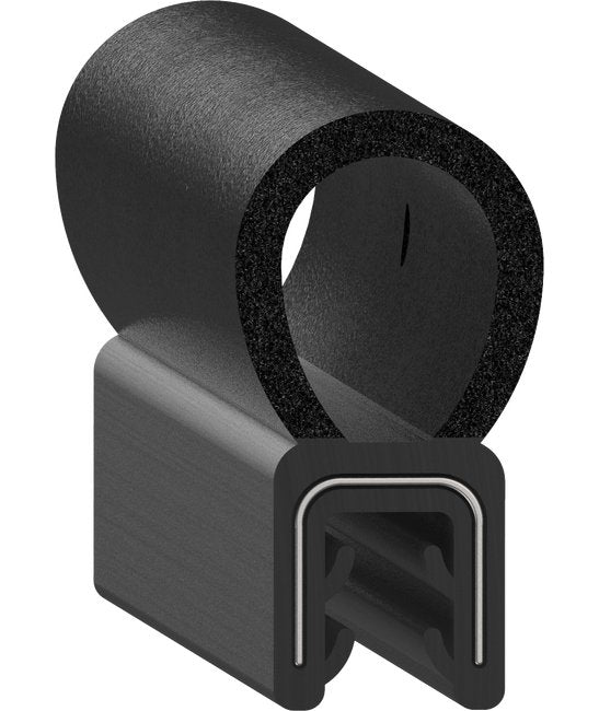Uni-Grip 0.600x1.165 in Bulb Seal - Rubber, Black - Image 1