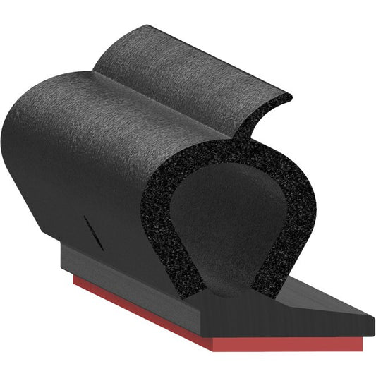Uni-Grip Bulb Seal - 0.588" Width x 0.760" Height, Rubber, Top Mount - Image 1