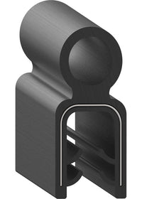 Uni-Grip 0.622 x 1.375 in Bulb Seal, Top Flange, Dense Rubber