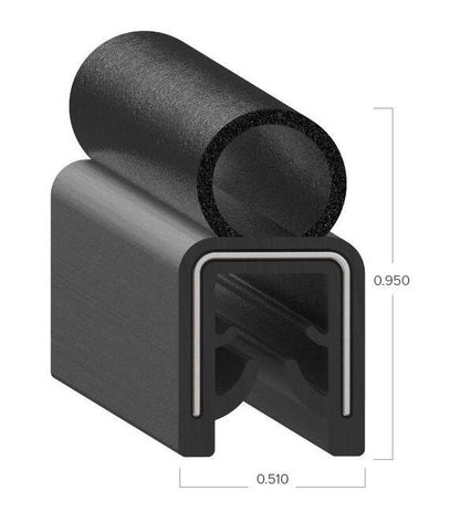 Uni-Grip 0.510x0.950 in Bulb Seal, Rubber, Top Flange - Image 2