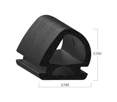 Uni-Grip 0.748x0.790 in Bulb Seal, Rubber Sponge, Black - Image 2