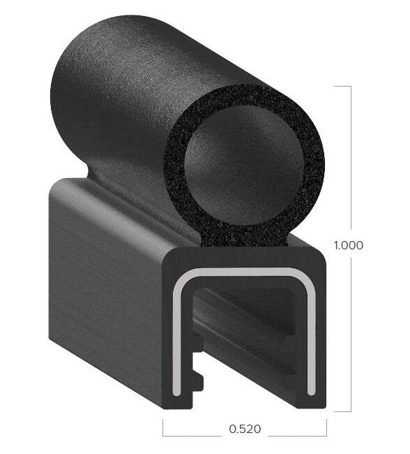 Uni-Grip 0.520x1.000 Bulb Seal - Rubber, Black - Image 2