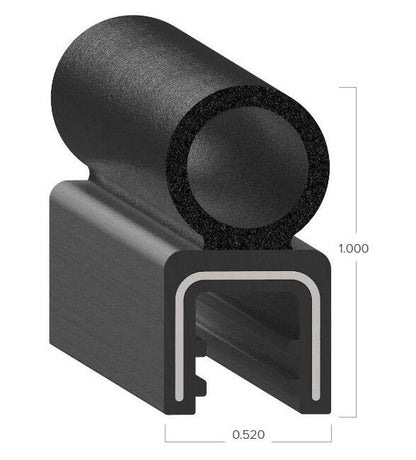 Uni-Grip 0.520x1.000 Bulb Seal - Rubber, Black - Image 2