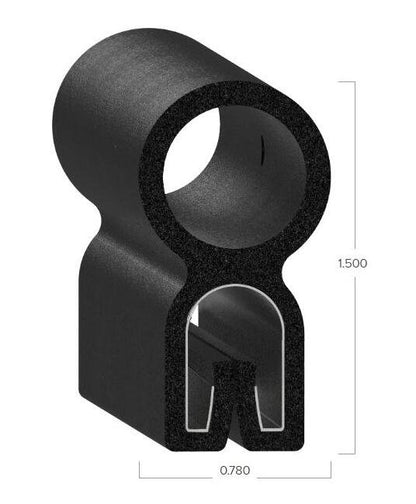 Uni-Grip 0.780" x 1.500" Bulb Seal, Rubber, Black - Image 2