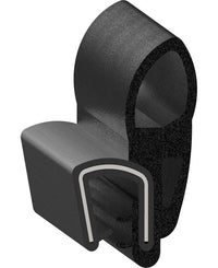 Uni-Grip 0.842x1.326 in Bulb Seal - Rubber, Top Flange, Black