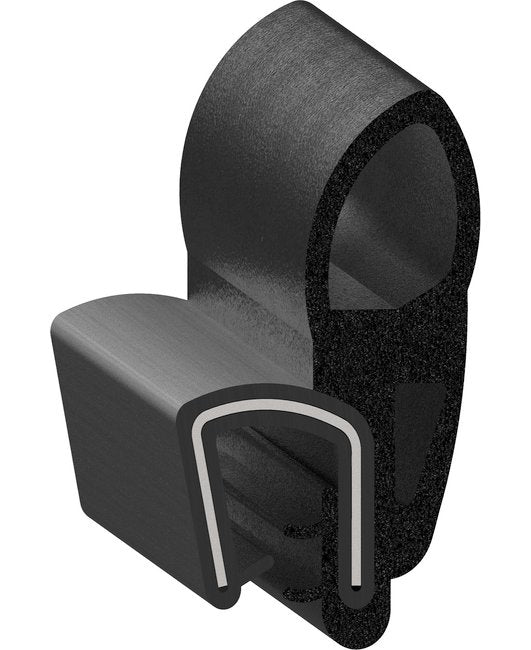 Uni-Grip 0.842x1.326 in Bulb Seal - Rubber, Top Flange, Black - Image 1