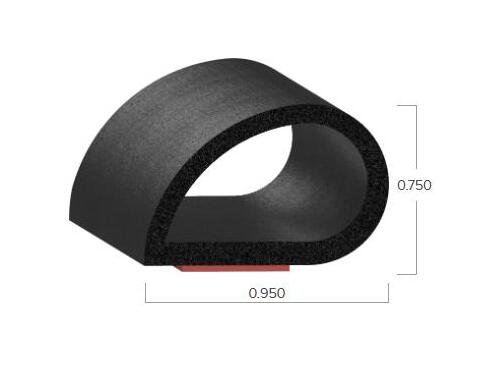 Uni-Grip 0.950" x 0.750" Rubber Bulb Seal with 3M Heat-Activated Tape - Image 2