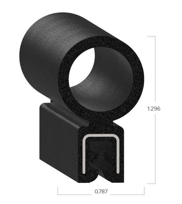 Uni-Grip 0.787"x1.296" Bulb Seal - Rubber, Top Flange, Black - Image 2