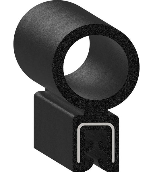 Uni-Grip 0.787"x1.296" Bulb Seal - Rubber, Top Flange, Black - Image 1
