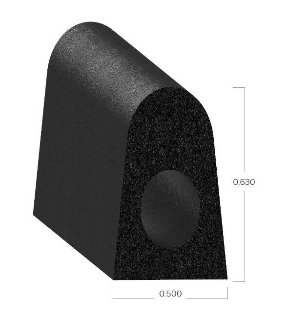 Uni-Grip 0.500x0.630 in Black Rubber Bulb Seal - Image 2