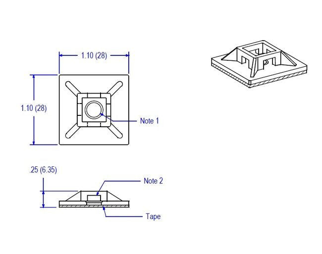 50E Series Economy 4 Way Mounting Bases (1") - Image 2