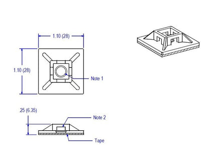 50E Series Economy 4 Way Mounting Bases (1") - Image 2