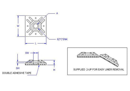 50 Series 4 Way Mounting Bases - Cable Tie Mounts - Image 2