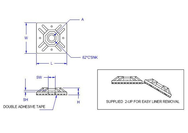 50 Series 4-Way Cable Tie Mounting Bases - Image 2