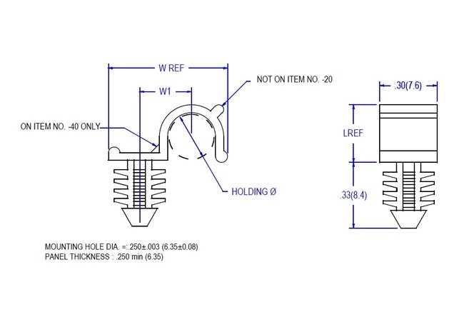 85 Series U-Style Routing Clip - Blind Hole Mount 1/2" - Image 2