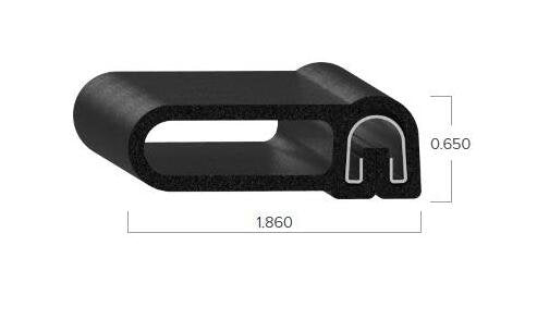 Uni-Grip 1.860" x 0.650" Bulb Seal - Rubber, Side Flange - Image 2