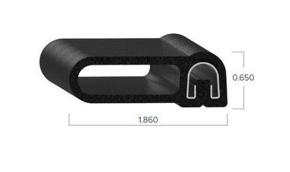Uni-Grip 1.860" x 0.650" Bulb Seal - Rubber, Side Flange - Image 2