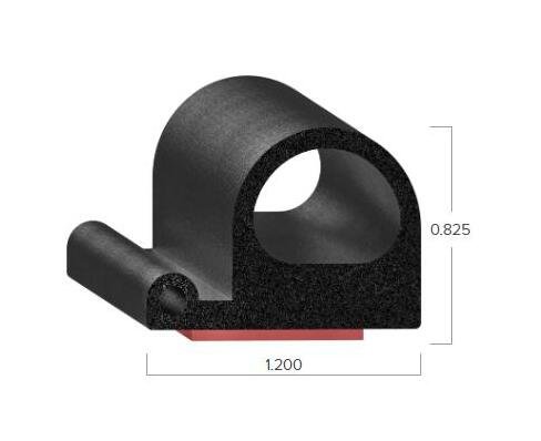 Uni-Grip 1.200x0.825 in Bulb Seal - Rubber Sponge, Top Mount - Image 2