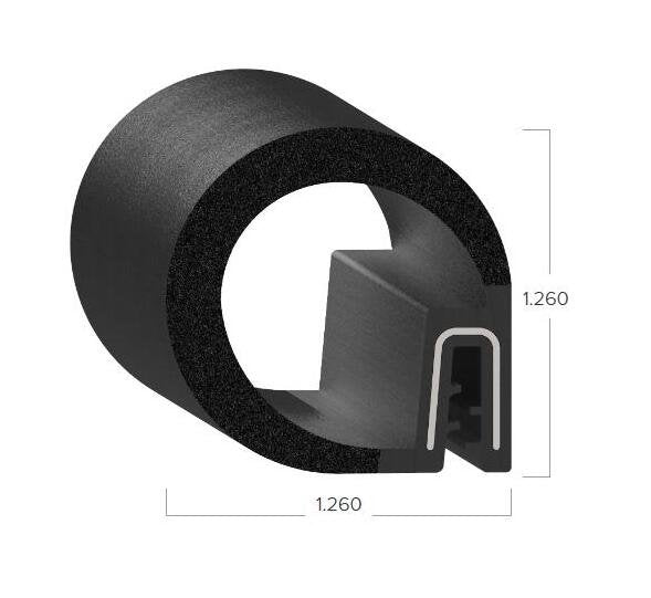 Uni-Grip 1.260" Bulb Seal - Rubber, Black, Side Mount - Image 2
