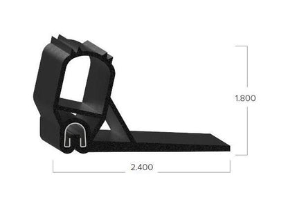 Uni-Grip 2.400x1.800 in Bulb Seal - Rubber, Sponge, Top Mount - Image 2