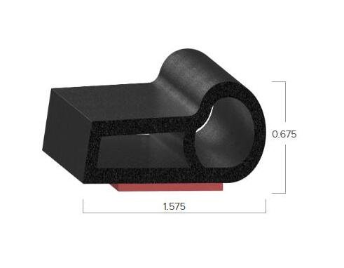 Uni-Grip 1.575x0.675 in Bulb Seal - Rubber Sponge, Side Mount - Image 2